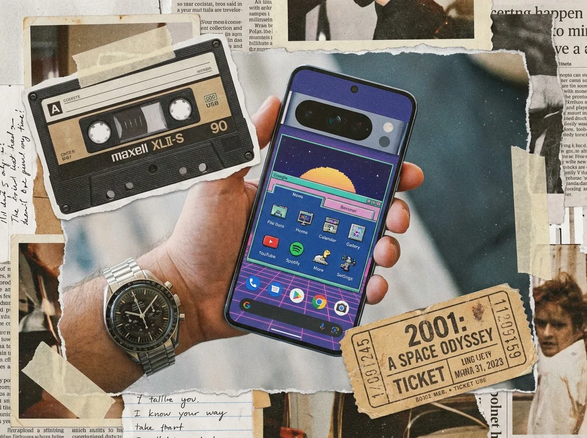 Retro and modern collage